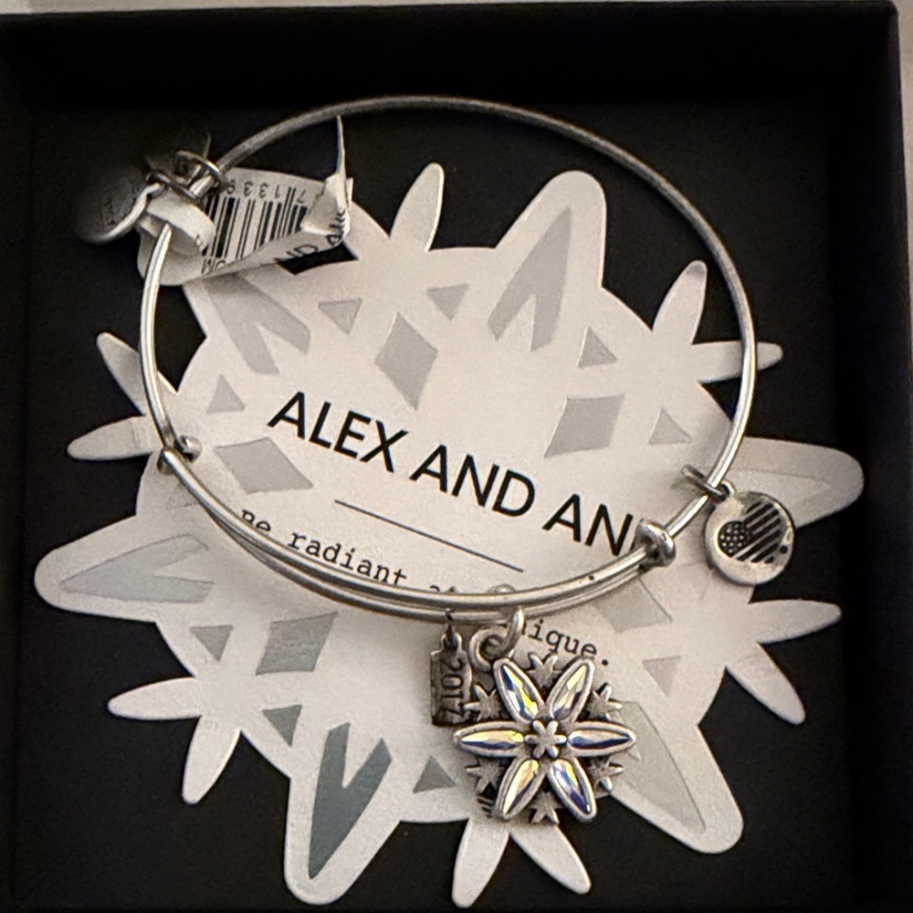 Alex and Ani Silver Snowflake Charm Bracelet